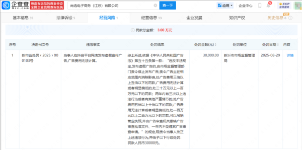 配资在线 白象旗下网店公司因虚假广告被罚3万，此前因“多半”桶面“多半”为注册商标陷争议